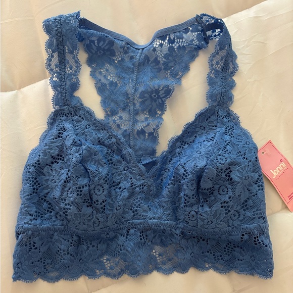 NWT Jenni by Jennifer Moore Lace Racerback Bralette Medium Blue Size Medium - Picture 1 of 1